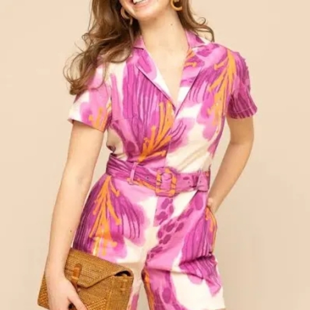 Vibrant Pink and Orange Romper